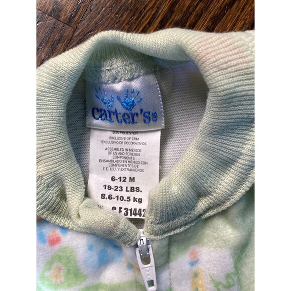 VTG 90s Carter’s Fleece Footed Bodysuit Sleep Romper Gender Neutral 6-12M - Picture 1 of 5